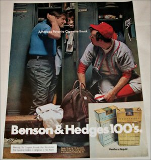 1972 Benson & Hedges 100's Cigarette Lockeroom ad