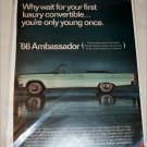 1966 American Motors Ambassador 990 convertible car ad green
