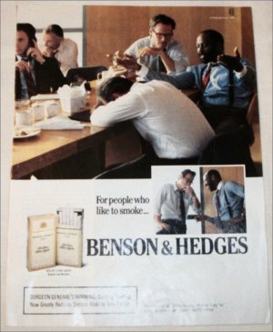 1989 Benson & Hedges 100's Cigarette ad