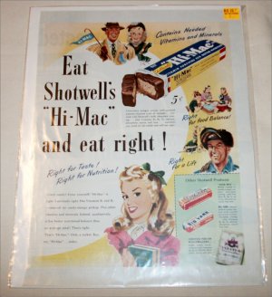 1947 Shotwell's Hi-Mac Candy Bar ad