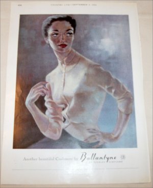 1956 Ballantyne Cashmere ad from Great Britain