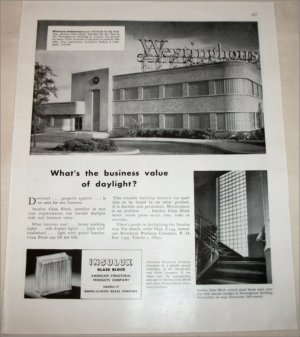 1948 Insulux Glass Block ad featuring Westinghouse