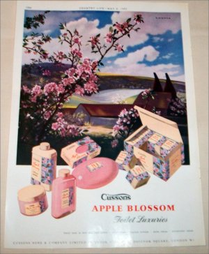 1952 Cussons Apple Blossom Toiletries ad from Great Britain