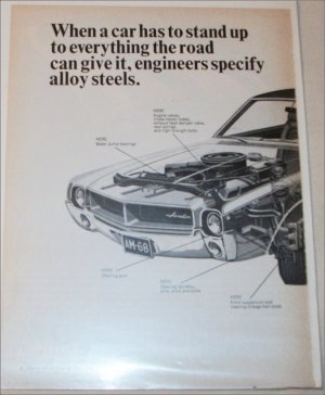 1968 Steel ad featuring American Motors Javelin SST