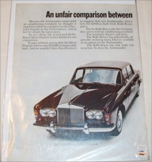 1968 American Motors Ambassador DPL 2 dr ht & Rolls Royce Silver Shadow ad