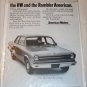 1968 American Motors Rambler American 2 dr sedan & Volkswagon 1500 car ad