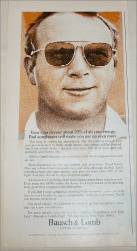 Bausch & Lomb Sunglasses ad featuring Arnold Palmer