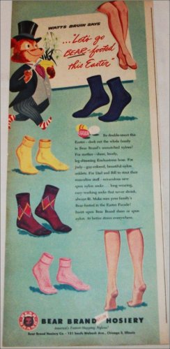 Bear Brand Hosiery Easter ad featuring Watts Bruin