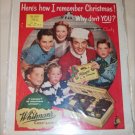 1951 Whitman's Sampler Chocolates Christmas ad featuring Bob Crosby