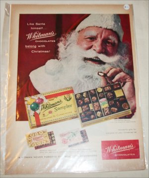 1958 Whitman's Sampler Chocolates Christmas ad