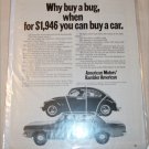 1969 American Motors Rambler American 2 dr sedan & Volkswagon car ad