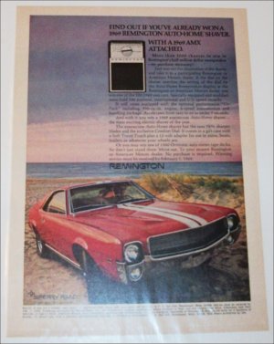 1969 Remington Shaver ad featuring American Motors AMX