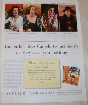 1936 Camel Cigarette Money Back ad