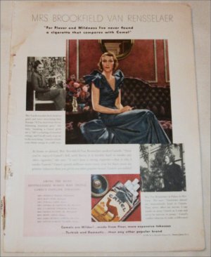 1935 Camel Cigarette ad featuring Mrs Brookefield Van Renselaer