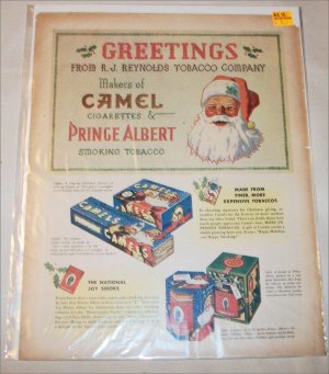 1937 Camel Cigarette & Prince Albert Tobacco Christmas ad