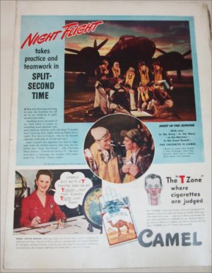 1942 Camel Cigarette B17 Bomber Crew ad