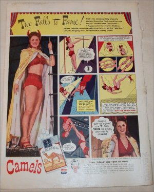 1943 Camel Cigarette ad featuring Aerialist Ernestine Clarke