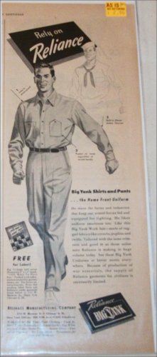 1944 Big Yank Home Front Uniform ad