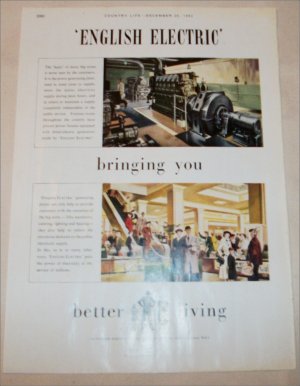 December 1952 English Electric ad from Great Britain