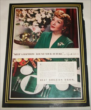 1942 1847 Rogers Brothers Silverware ad featuring Claudette Colbert