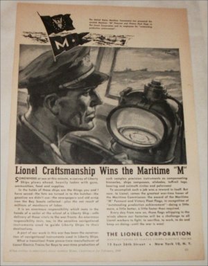 1944 Lionel Corporation Maritime M Award ad