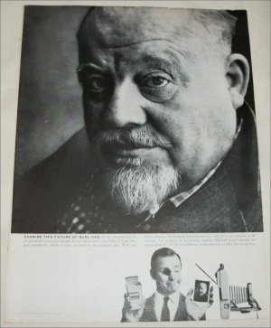 1958 Polaroid Land Camera ad featuring Burl Ives