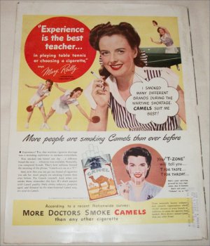1947 Camel Cigarette ad featuring Mary Reilly