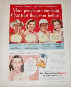 1948 Camel Cigarette ad featuring Jerry Ambler, Cecil Smith and others