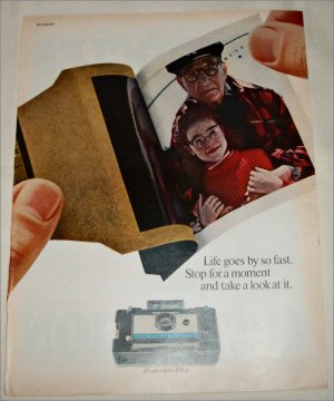 1967 Polaroid Land Automatic 210 Camera Girl & Grandfather ad