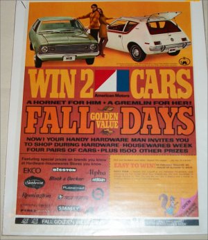 1970 Hardware-Housewares ad featuring His & Hers Hornet & Gremlin