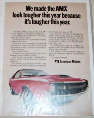 1970 American Motors AMX car ad red & white front