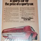 1970 American Motors AMX car ad red & white back