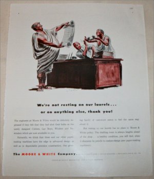 Moore & White Company Resting On Laurels ad