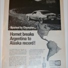 1970 Champion ad featuring American Motors Hornet 2 dr sedan