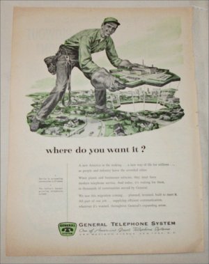 1956 General Telephone System Where Do You Want It ad