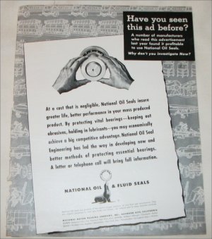 1949 National Oil & Fluid Seals ad