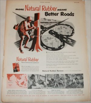 1950 Natural Rubber Bureau Better Roads ad
