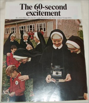 1968 Polaroid Land Automatic 210 Camera Nuns ad #1