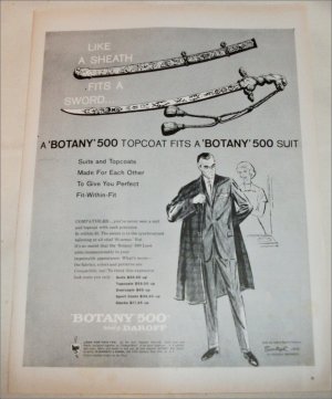 1959 Botany 500 Topcoat & Suit ad