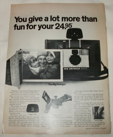 1970 Polaroid Big Swinger 3000 Camera Ad