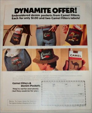 1974 Camel Filters Cigarette Denim Patch ad