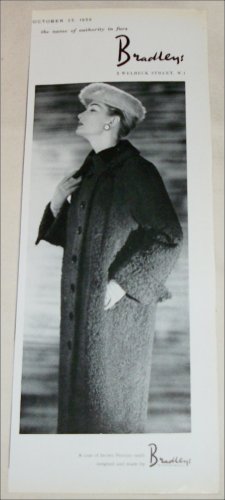 1956 Bradley's Brown Persian Lamb Coat ad from the UK