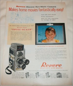1958 Revere Electric Eye-Matic 8 mm Movie Camera ad