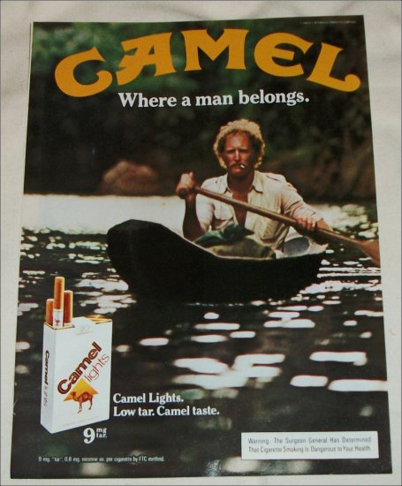 1980 Camel Lights Cigarette Canoe ad