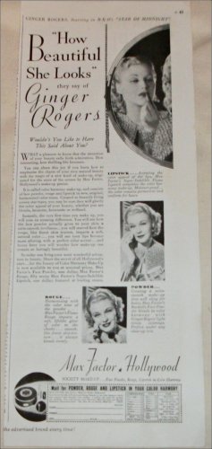 Max Factor Makeup ad featuring Ginger Rogers