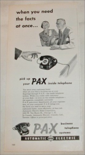 1950 P-A-X Telephone Systems ad