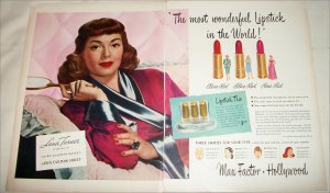 Max Factor Lipstick ad featuring Lana Turner
