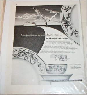 1946 Syracuse China Matson Lines ad