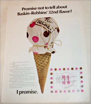 1970 Baskin Robbins 32nd Flavor ad