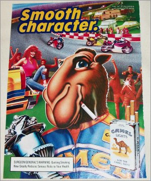 1989 Camel Lights Joe Camel Motorcycle Race Cigarette ad